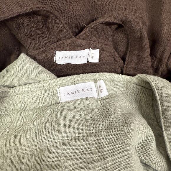 Jamie Kay Bundle of 2 Organic Cotton Muslin Overall Jumpers Sage Brown Unisex 4Y - Picture 7 of 9